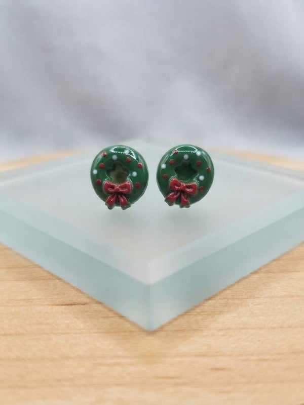 Boucles d'Oreilles Couronne de Noël
