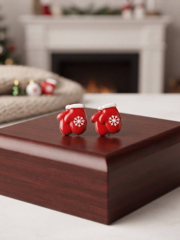 Boucles d'Oreilles Moufle de Noël