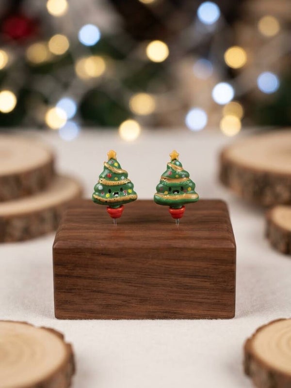 Boucles d'Oreilles Sapin de Noël