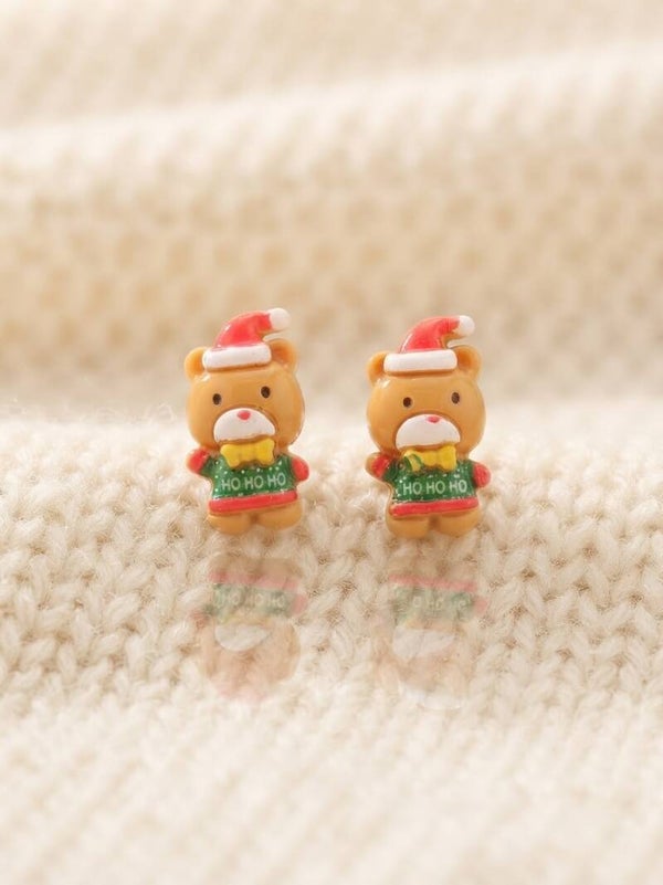 Boucles d'Oreilles Ourson de Noël