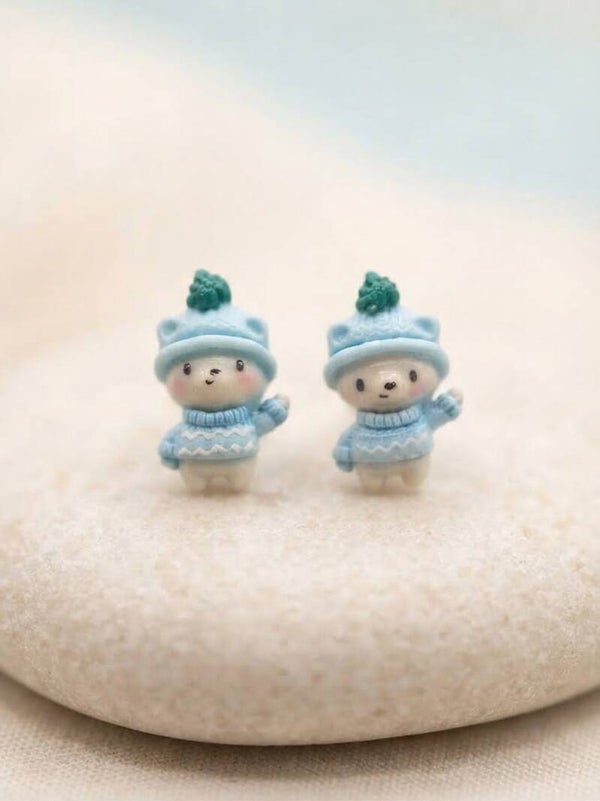 Boucles d'Oreilles Ourson de Noël