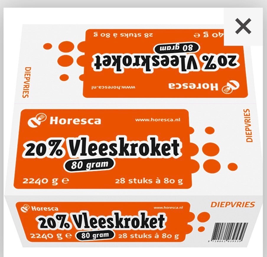 Vleeskroket 20 % 28 x 80 gram