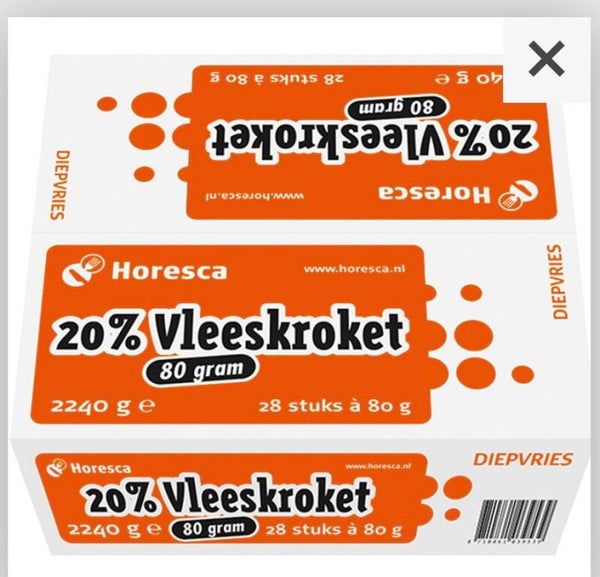 Vleeskroket 20 % 28 x 80 gram