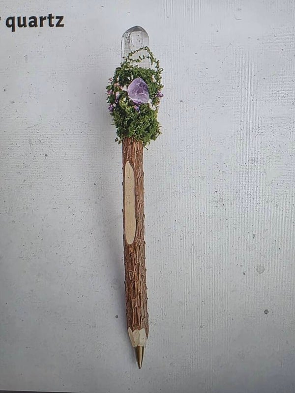 Natural forest clear crystal wood pen
