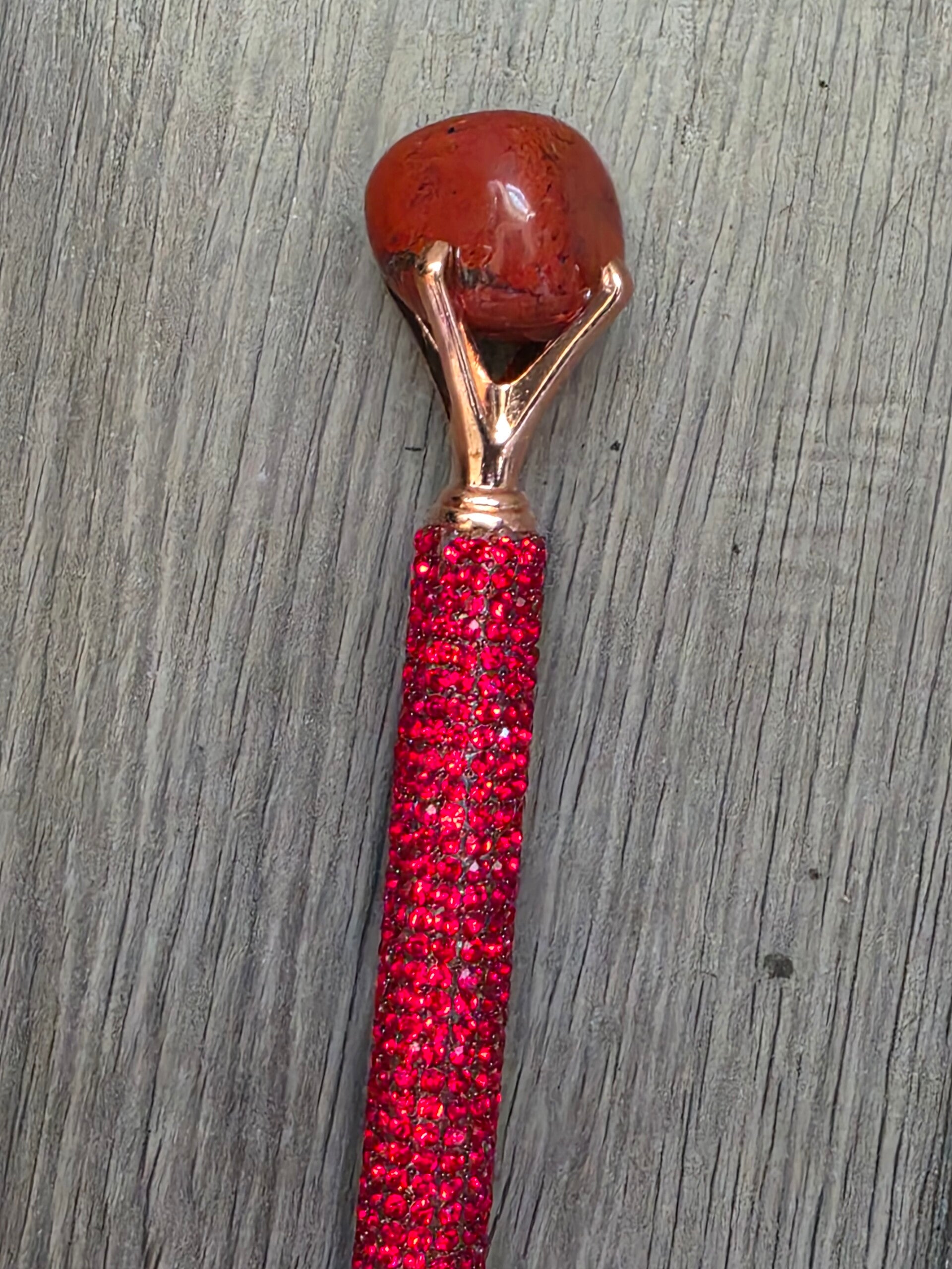 Red gem stone ink pen