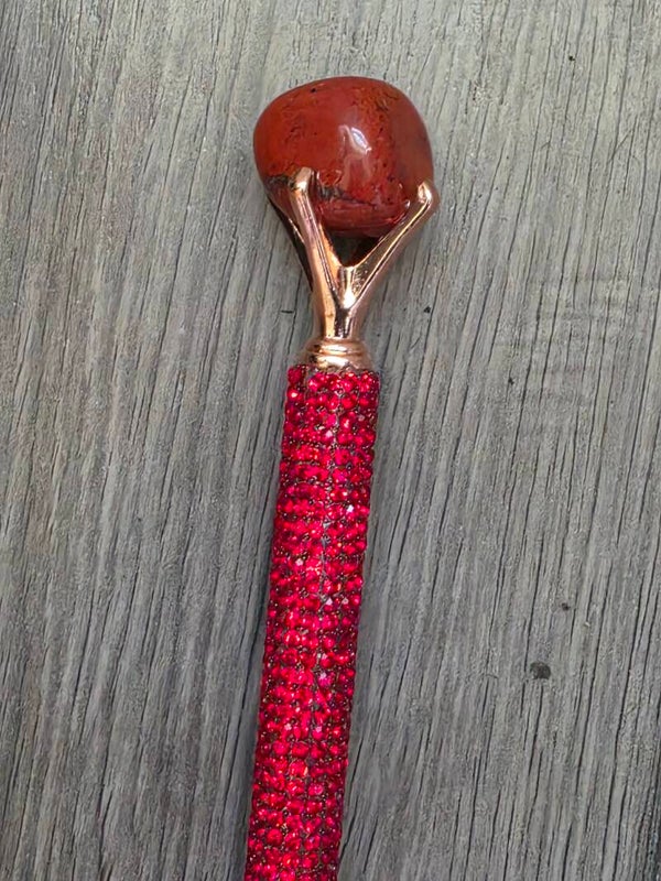 Red gem stone ink pen