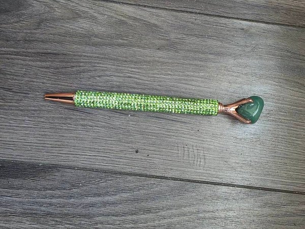 Green gem stone ink pen