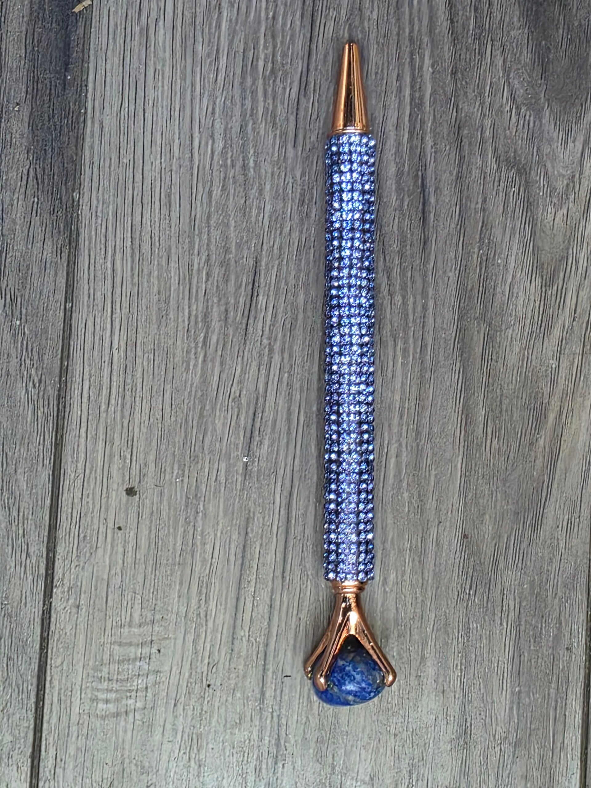 Blue gem stone ink pen