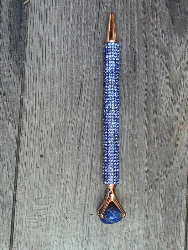 Blue gem stone ink pen