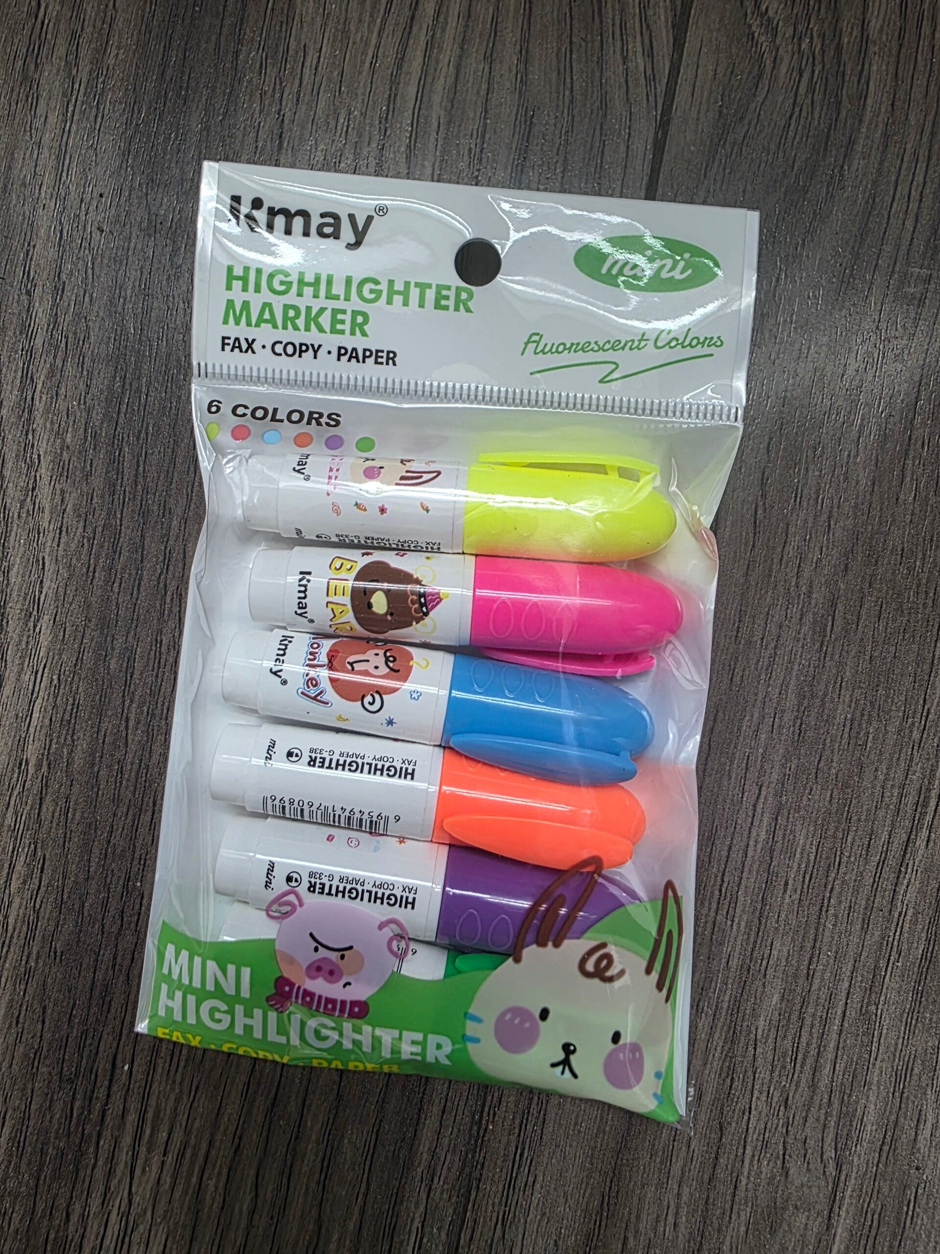 6 colors mini highlighter marker set