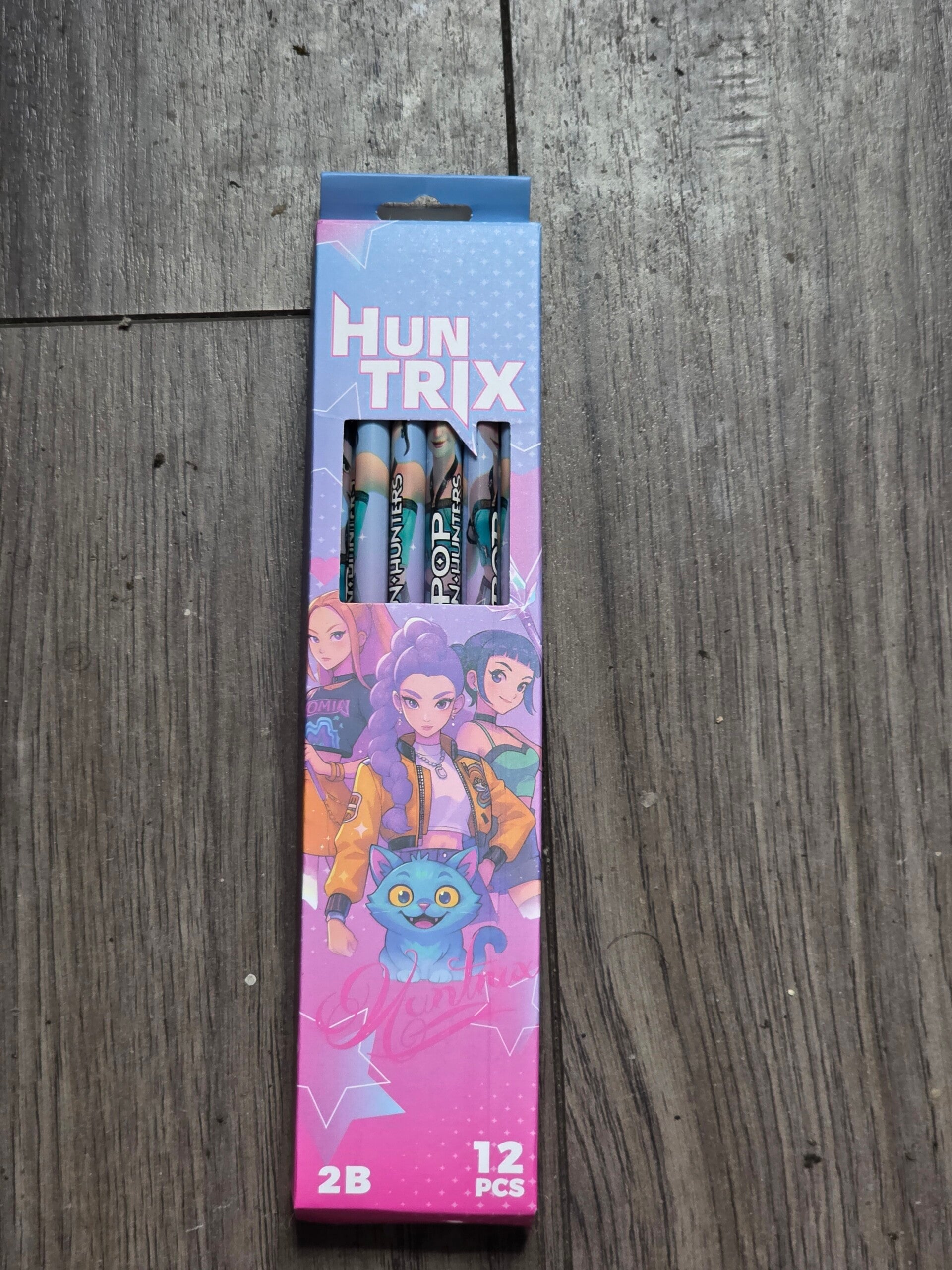 12 piece K-pop blue cat pencils