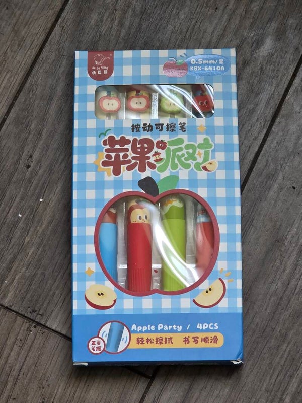 4 piece apple slice theme ink pens