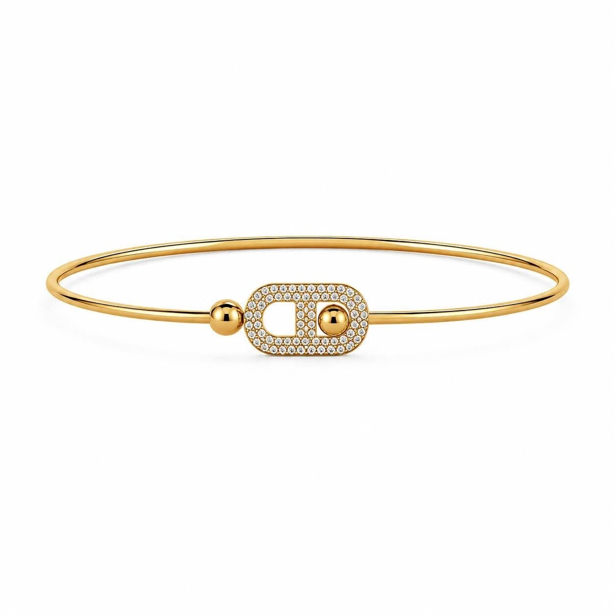 Bracelet Doré Minimaliste Fermoir Pavé de Zircons Élégants