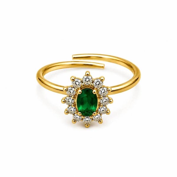 Bague Dorée Émeraude Royale 💚✨
