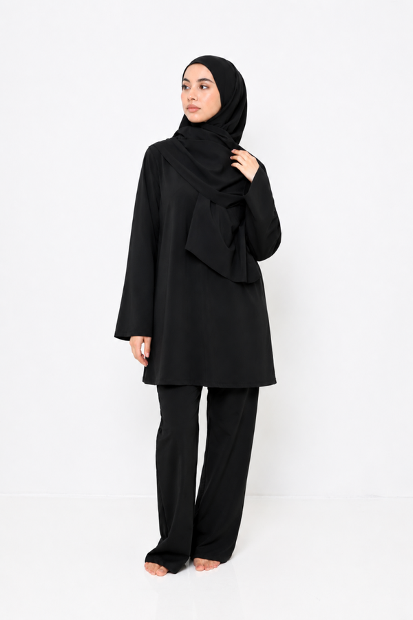 Burkini 3 pièces avec son hijab a nouer