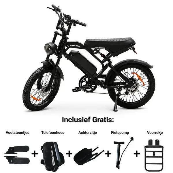 V20 Pro - Skinny Bike - Zwart - Nu met NFC + GRATIS Tas, Achterzitje, Voorrekje & Wielslot