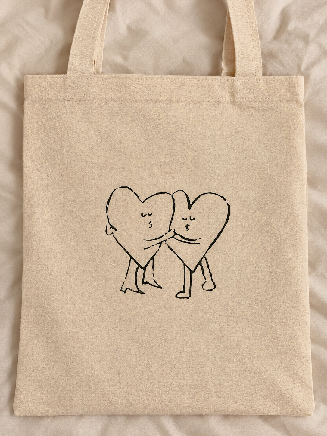 Tote bag " cœur enlacés "