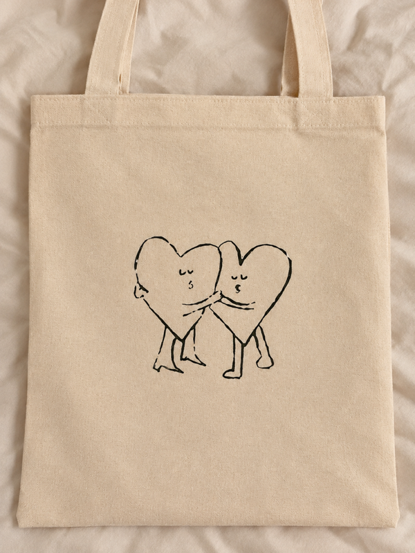 Tote bag " cœur enlacés "