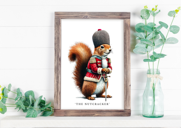 Christmas Squirrel Nutcracker Print