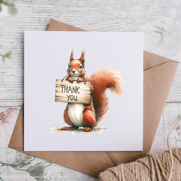 Red Squirrel Thank you Card