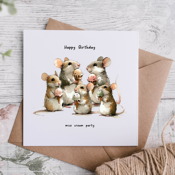 Mice Cream Sundae Birthday Card