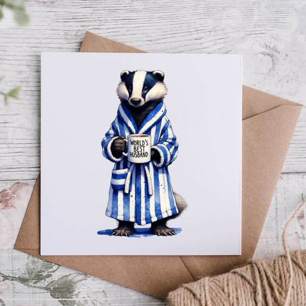 Blue Badger Husband Card
