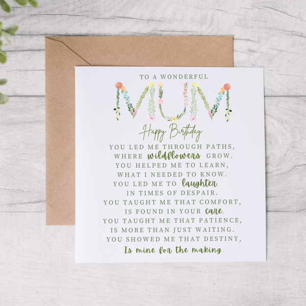 Mum Floral Birthday Poem Card