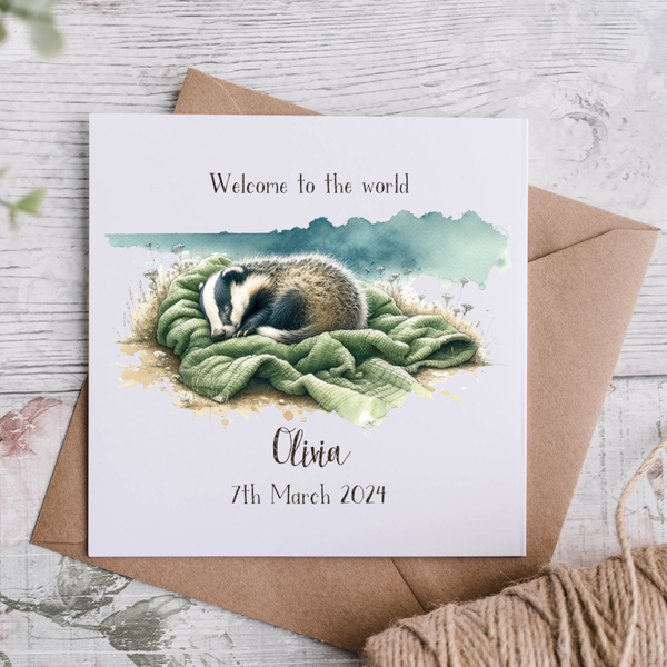 New Baby Badger Card