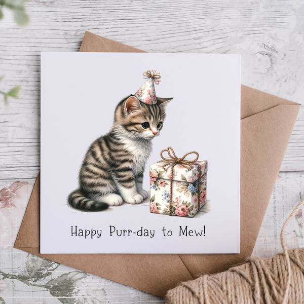 Happy Purrday Cat Birthday Card