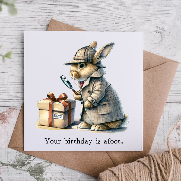 Sherlop Holmes Rabbit Birthday Card