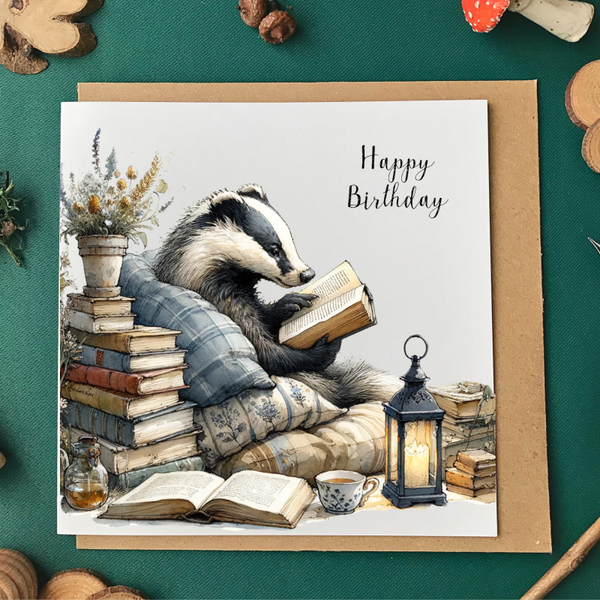 Badger Book Birthday Card