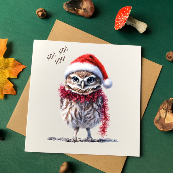 Owl Christmas Card, Hoo Hoo Hoo