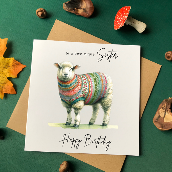 Sister Birthday Card - Sheep 'ewenique'