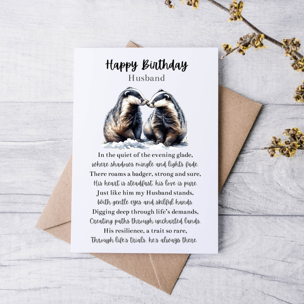 Husband Badger Poem Card