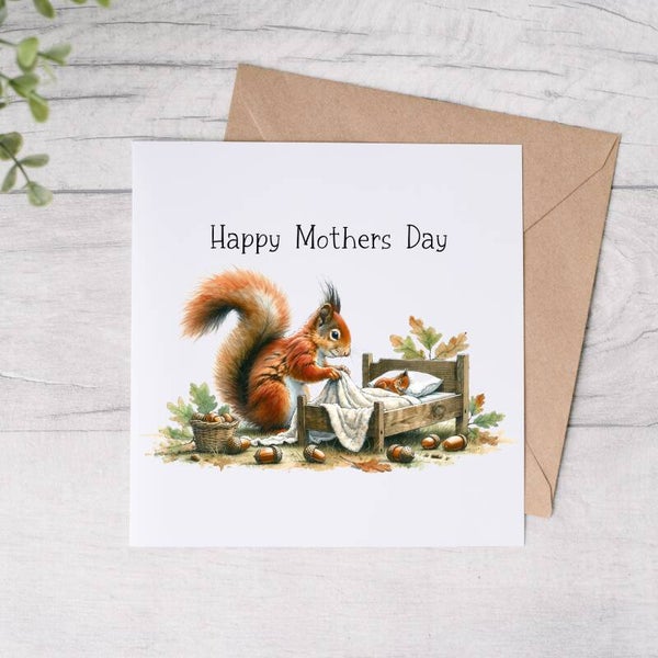 Red Squirrel Mothers Day Card