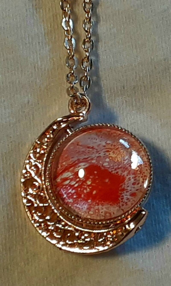 Large double sided moon in Rose Gold Necklace