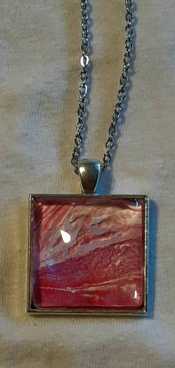 Silver square necklace