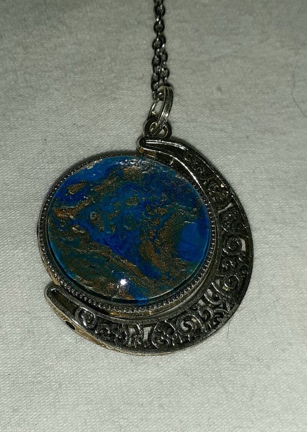 Dark Silver Double Sided Moon Necklace