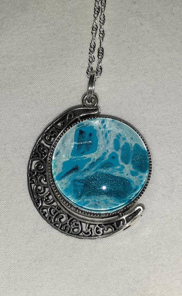 Dark Silver Double Sided Moon Necklace