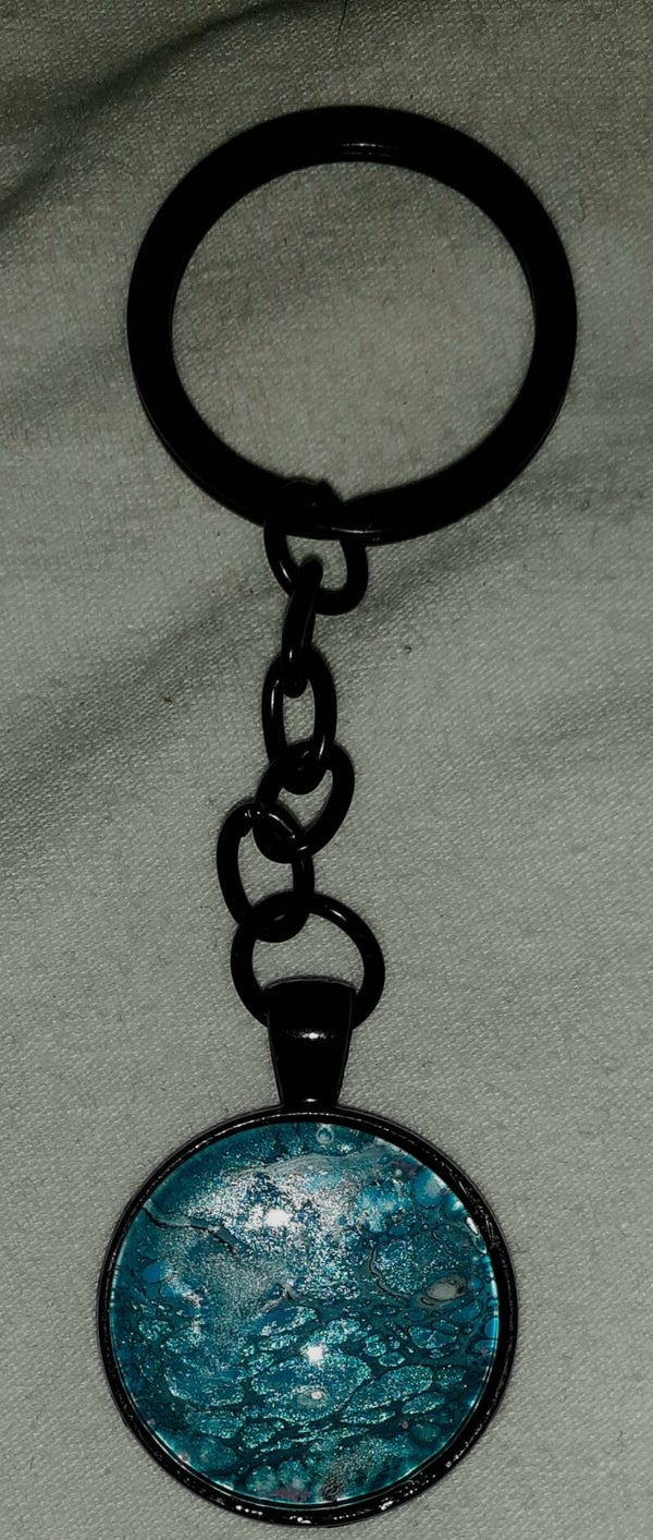Round Black Keychain