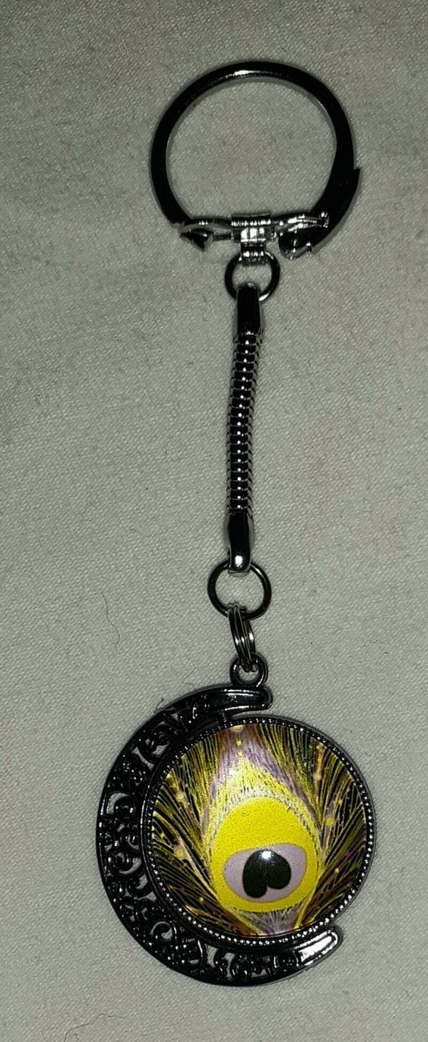 Silver double Sided moon Keychain