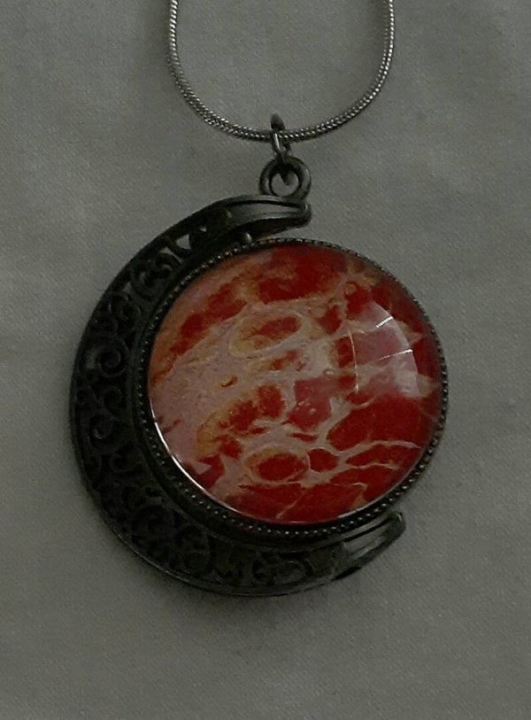 Dark Silver Double Sided Moon Necklace