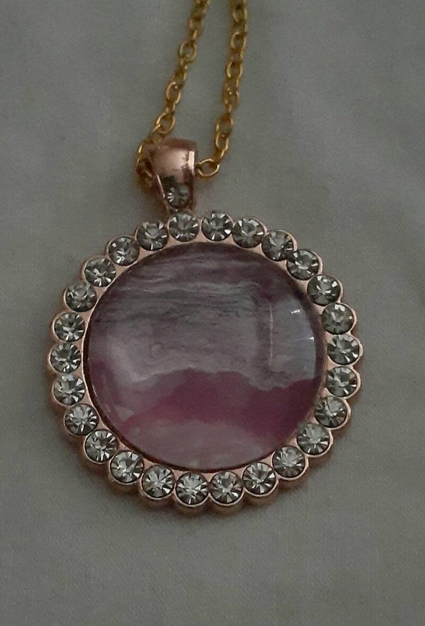 Rose Gold Necklace with surrounding rhinestones