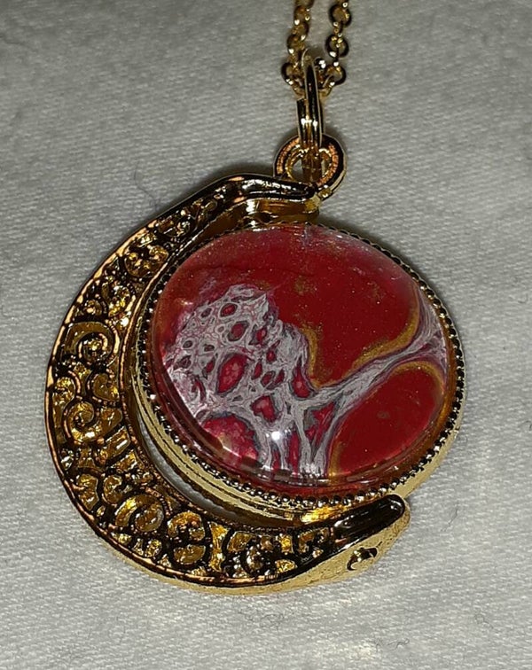 Gold Large double sided moon necklace