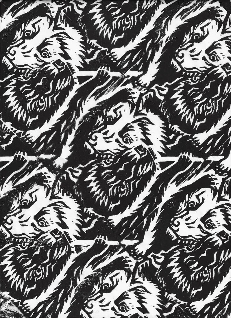 Pattern dog - eat - dog / Linoprint
