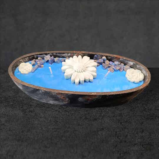 Kaars boot blauw beton