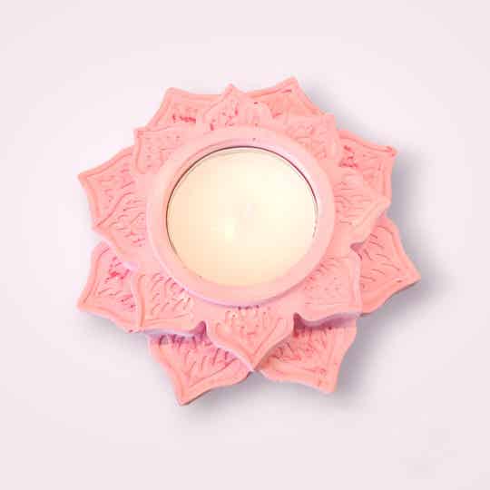Handgemaakte theelichthouder roze