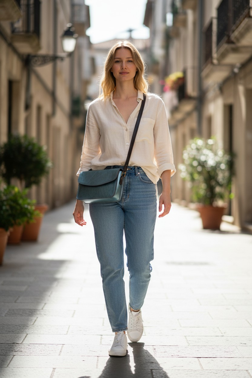 Saora Nina metallic blauw