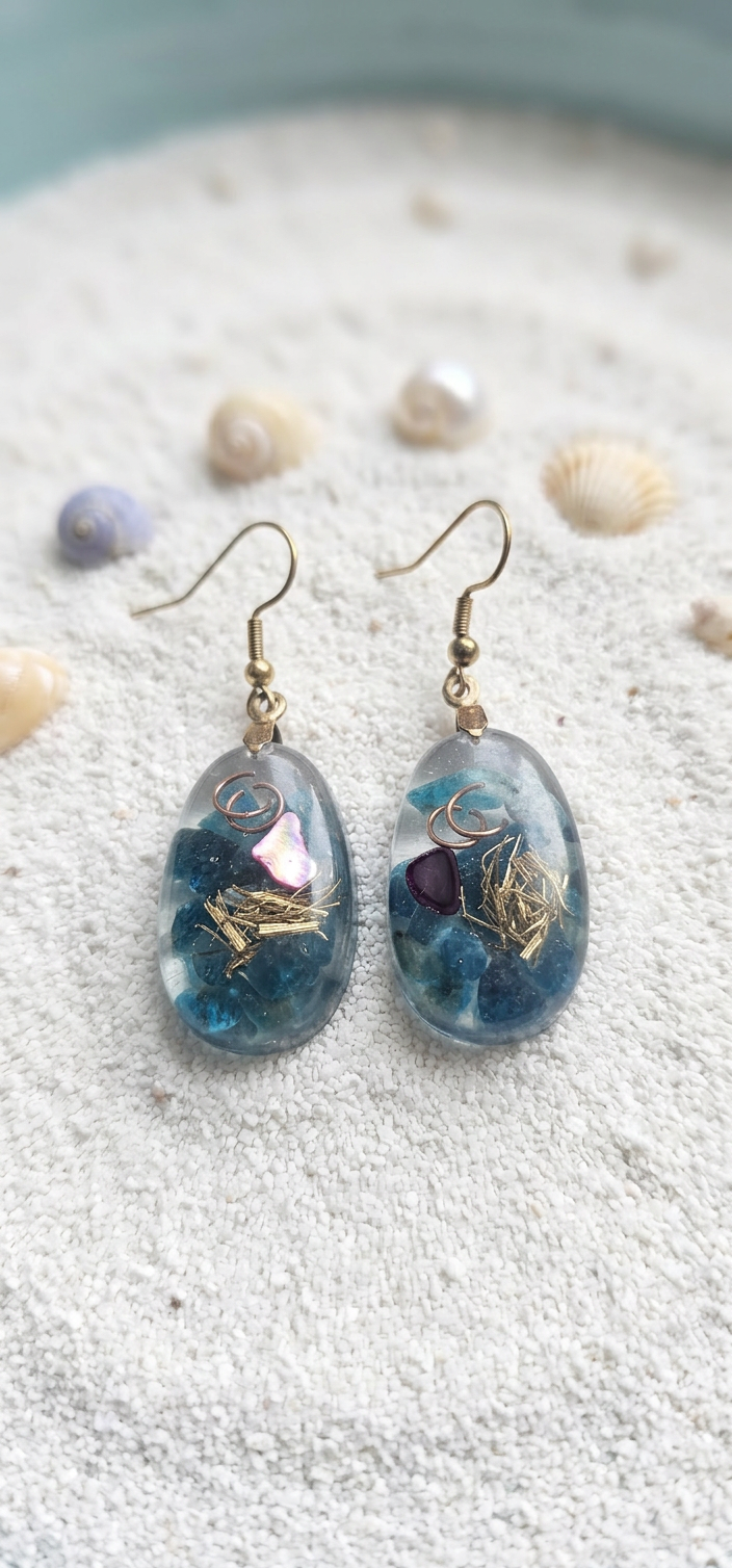 Boucles d’oreilles en Apatite Bleue