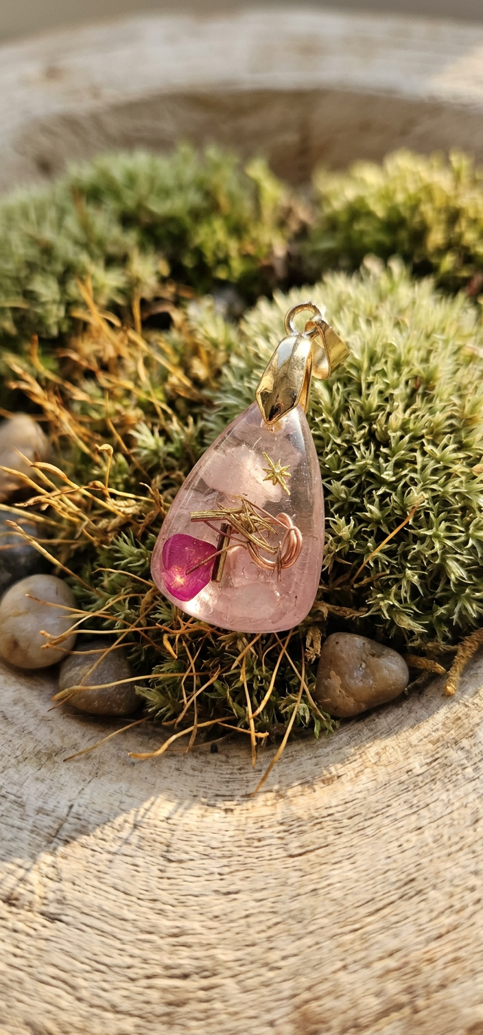 Pendentif en Quartz Rose